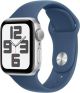 Apple Watch SE (GPS) 40mm Aluminum Case with Denim Sport Band - S/M - Silver